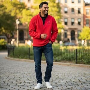 Walt Disney World Soft Fleece Pullover Men L Red Mickey Mouse Embroidery Y2K 90s